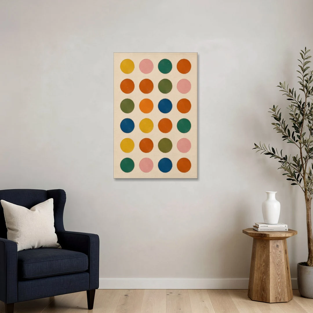 Playroom Wall Art with Twenty-Four Painted Dots - Canvas Wall Art - Sofa - 24x36