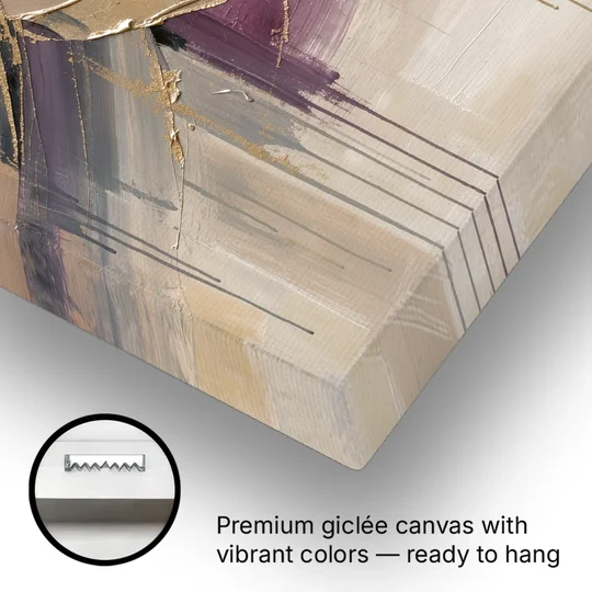 Abstract Plum and Gold Mountain Peaks - Canvas Wall Art - Gallery Wrap Corner