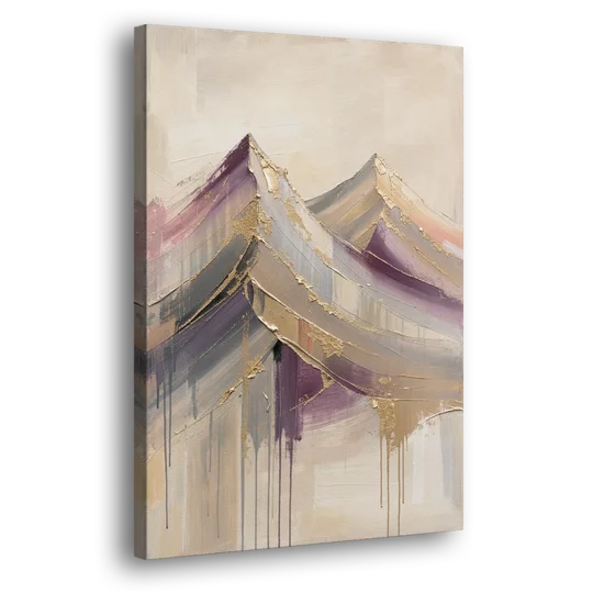 Abstract Plum and Gold Mountain Peaks - Canvas Wall Art - Side