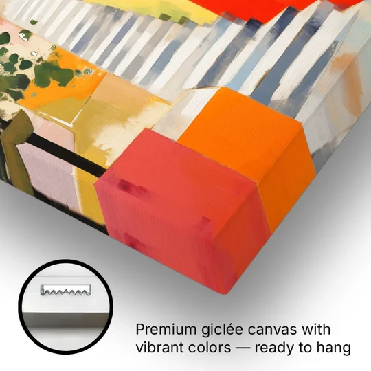 Pompeii Painting of Sunlit White Stairs - Canvas Wall Art - Gallery Wrap Corner