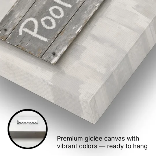 Pool House Sign with White Life Ring - Canvas Wall Art - Gallery Wrap Corner
