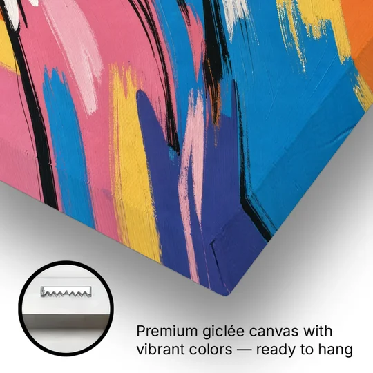 Pop Art Mountain in Pink and Blue - Canvas Wall Art - Gallery Wrap Corner