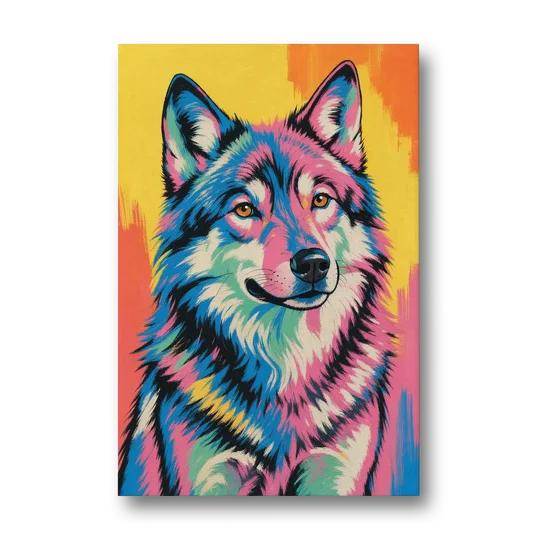 Pop Art Wolf with Amber Eyes - Canvas Wall Art - Front