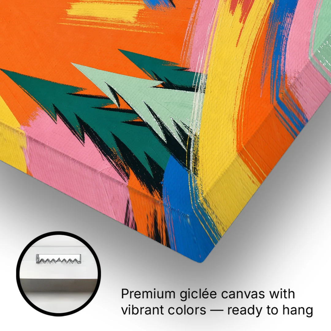 Mid Century Modern Pop Color Peaks and Pines - Canvas Wall Art - Gallery Wrap Corner