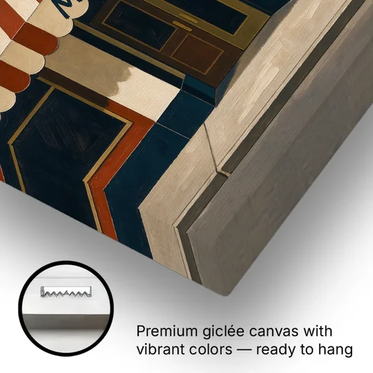 Popcorn Cart Under a Striped Matinee Awning - Canvas Wall Art - Gallery Wrap Corner