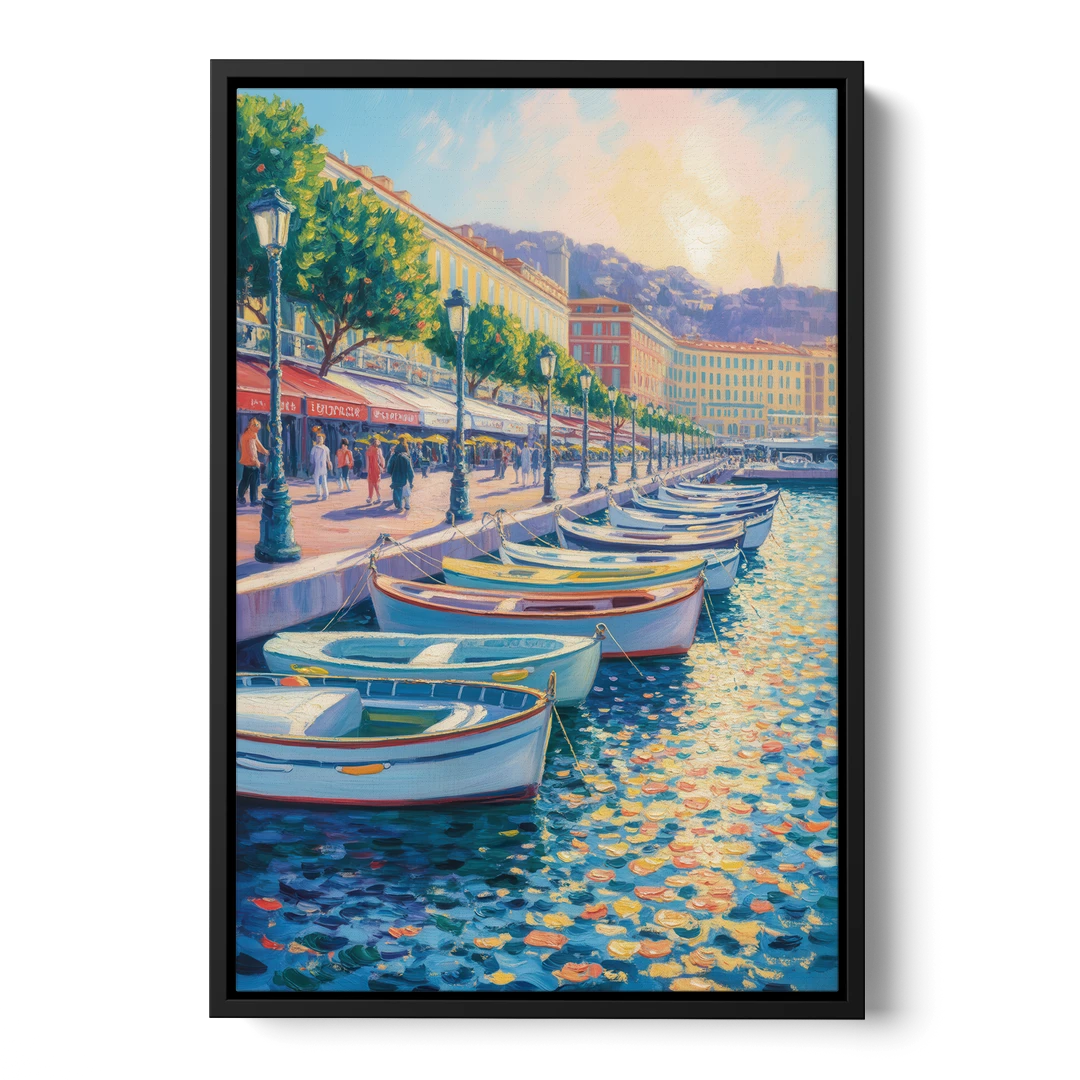 Port of Nice - Black Framed Canvas Wall Art - Front