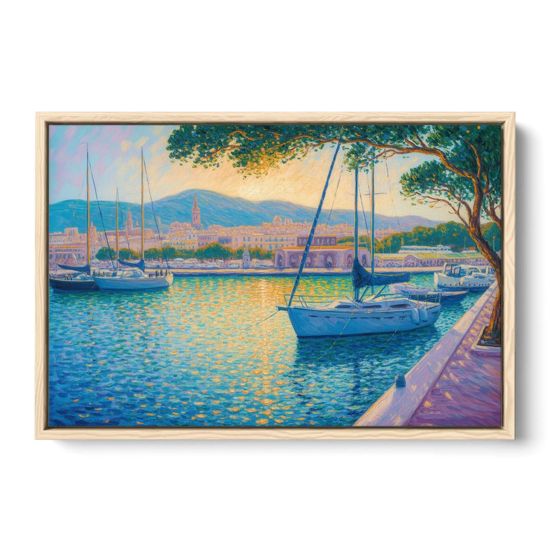 Port of Palma Serenity - Oak Framed Canvas Wall Art - Front