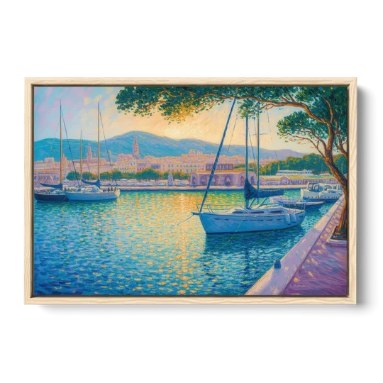 Port of Palma Serenity - Oak Framed Canvas Wall Art - Front