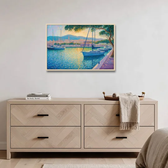 Port of Palma Serenity - Oak Framed Canvas Wall Art - Coffee Table - 36x24