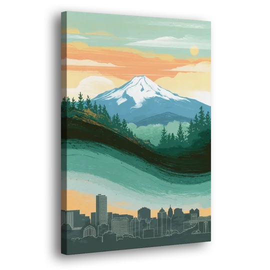 Portland Mount Hood View - Canvas Wall Art - Side