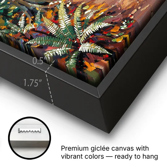 Portland Oregon Forests - Black Framed Canvas Wall Art - Gallery Wrap Corner