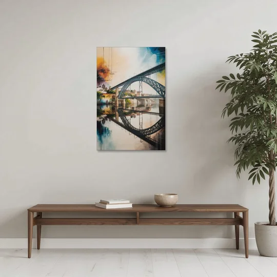 Porto Bridge Panorama - Canvas Wall Art - Coffee Table - 24x36