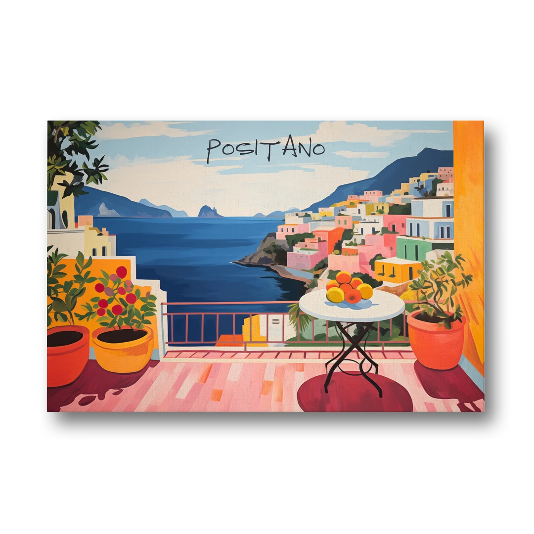 Positano Art of a Sunny Terrace - Canvas Wall Art - Front
