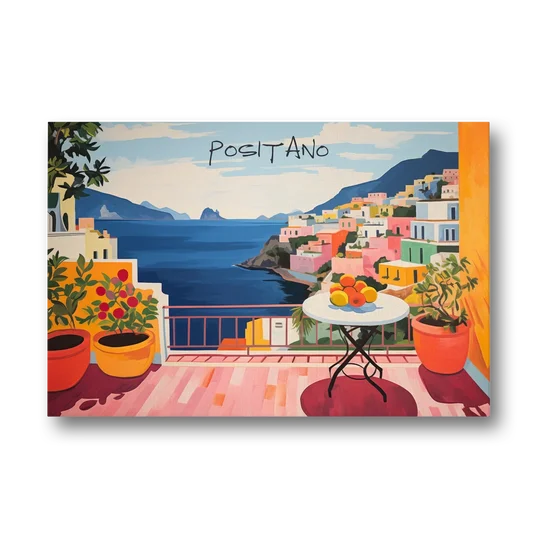 Positano Art of a Sunny Terrace - Canvas Wall Art - Front