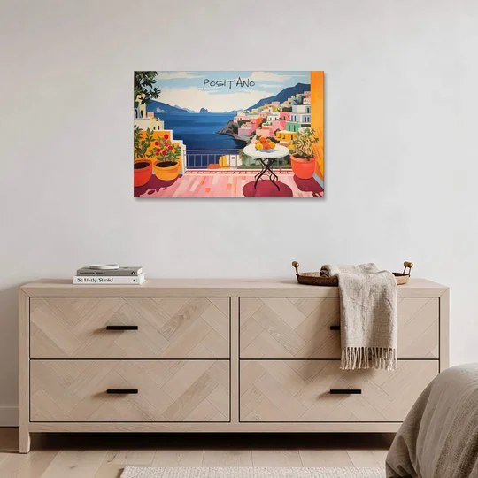 Positano Art of a Sunny Terrace - Canvas Wall Art - Coffee Table - 36x24