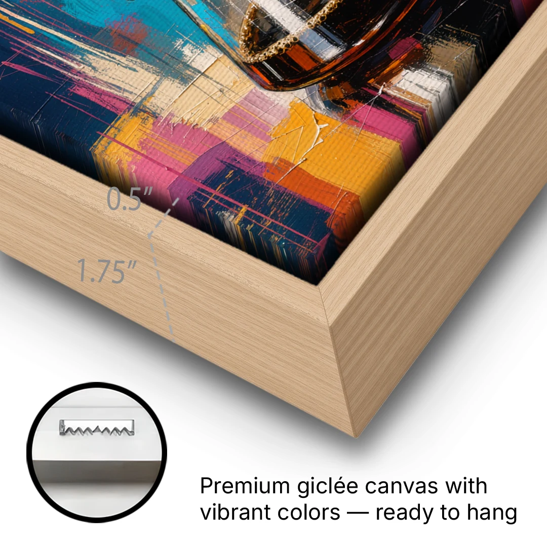 Pour-Over Coffee Ritual - Oak Framed Canvas Wall Art - Gallery Wrap Corner