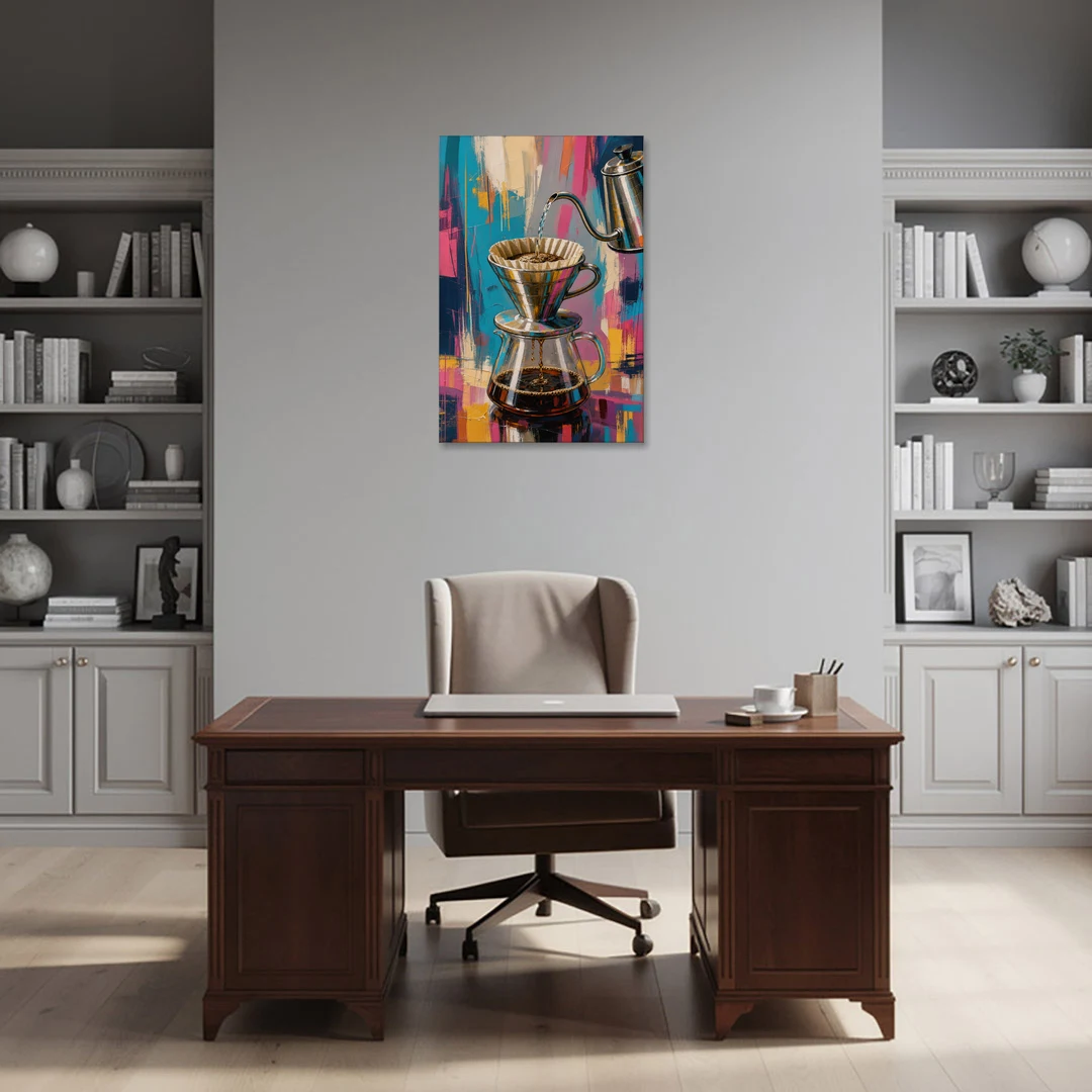 Pour-Over Coffee Ritual - Canvas Wall Art - Office - 24x36