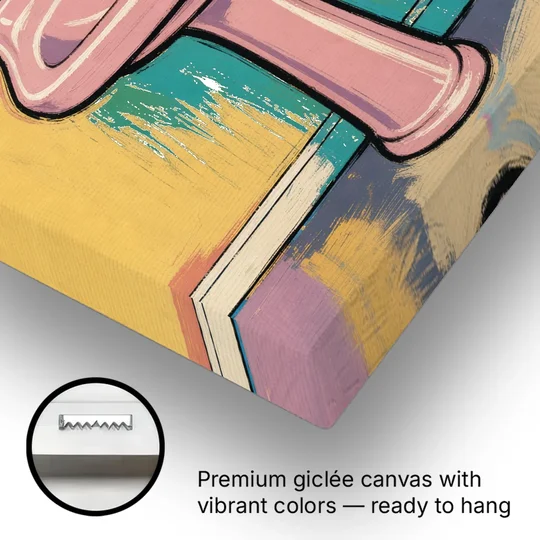 Powder Room Decor with a Pink Pedestal Sink - Canvas Wall Art - Gallery Wrap Corner