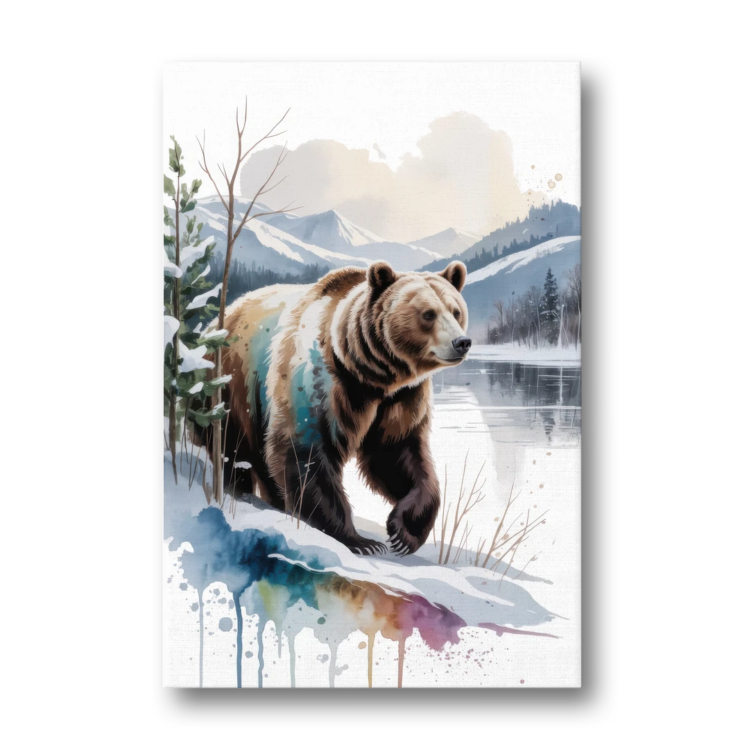 Pristine Winter Bear Landscape - Canvas Wall Art - Front