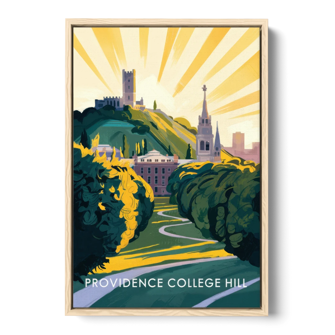 Providence College Hill View - Oak Framed Canvas Wall Art - Front