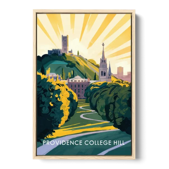 Providence College Hill View - Oak Framed Canvas Wall Art - Front