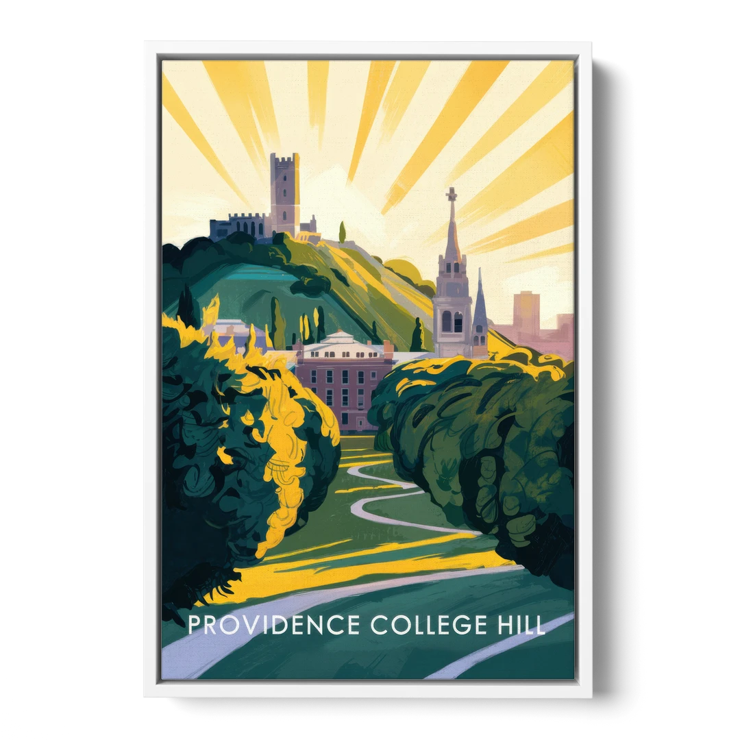 Providence College Hill View - White Framed Canvas Wall Art - Front