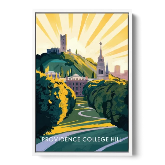 Providence College Hill View - White Framed Canvas Wall Art - Front