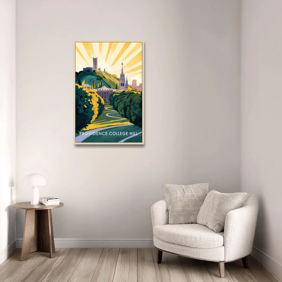 Providence College Hill View - Oak Framed Canvas Wall Art - Sofa - 24x36