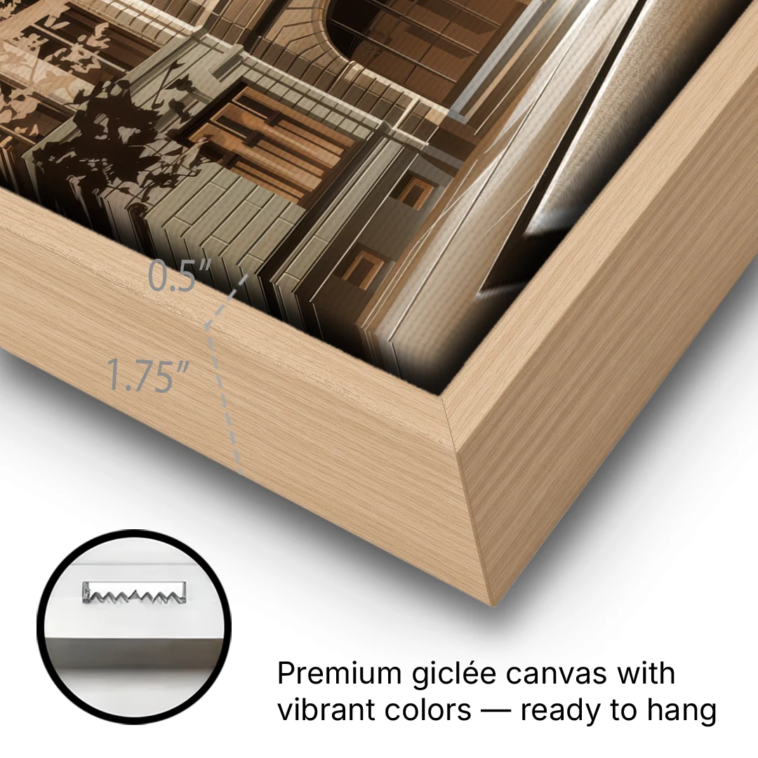 Providence Historic Architecture - Oak Framed Canvas Wall Art - Gallery Wrap Corner
