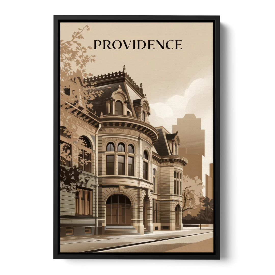 Providence Historic Architecture - Black Framed Canvas Wall Art - Front