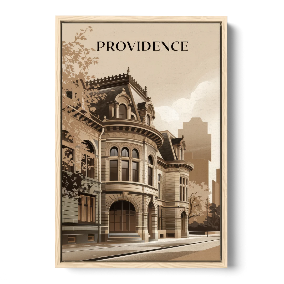 Providence Historic Architecture - Oak Framed Canvas Wall Art - Front