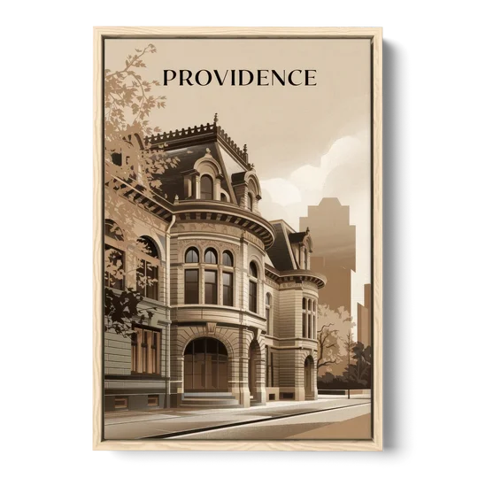 Providence Historic Architecture - Oak Framed Canvas Wall Art - Front