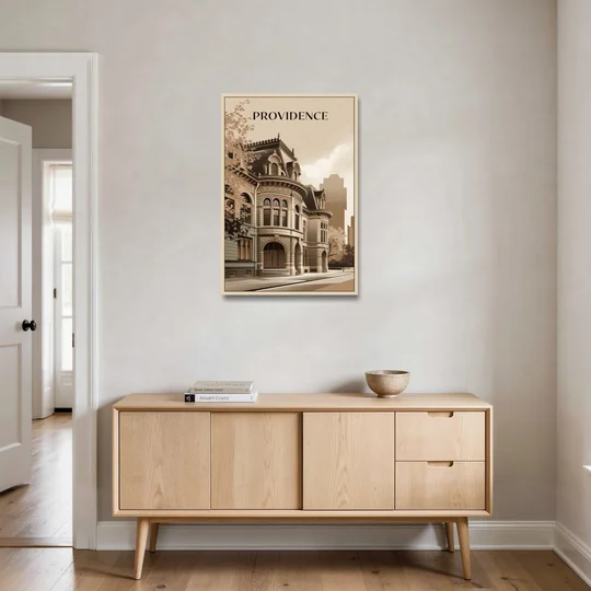 Providence Historic Architecture - Oak Framed Canvas Wall Art - Coffee Table - 24x36