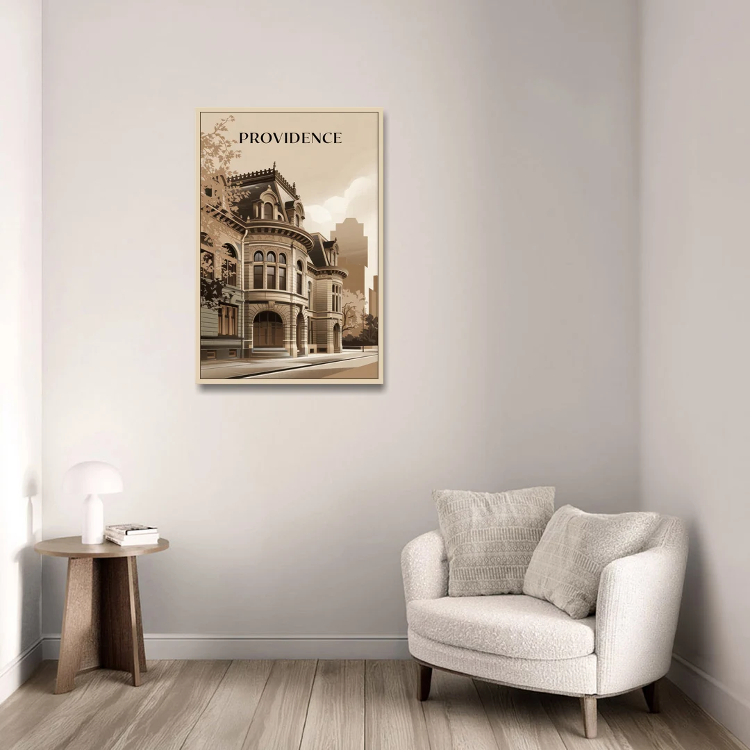 Providence Historic Architecture - Oak Framed Canvas Wall Art - Sofa - 24x36