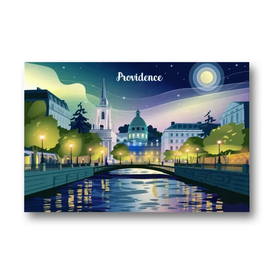 Providence Night Lights - Canvas Wall Art - Front