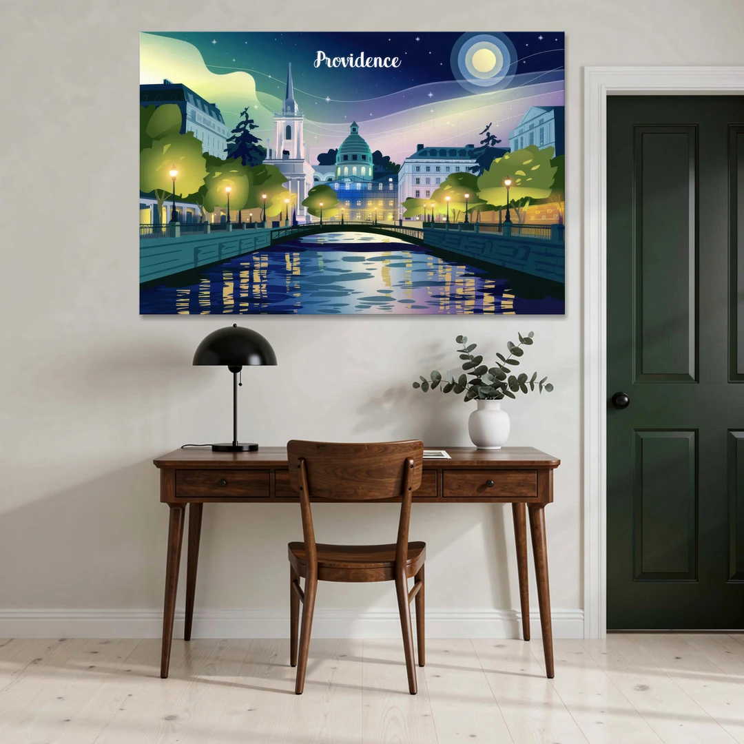Providence Night Lights - Canvas Wall Art - Office - 60x40