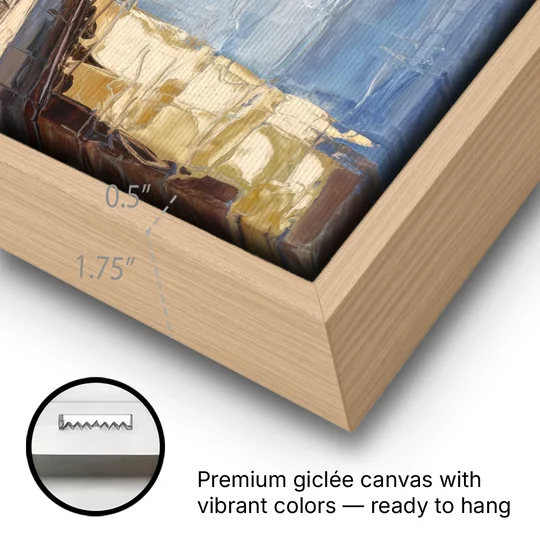 Providence Urban Landscape - Oak Framed Canvas Wall Art - Gallery Wrap Corner