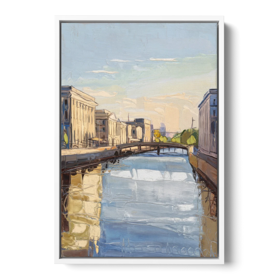 Providence Urban Landscape - White Framed Canvas Wall Art - Front