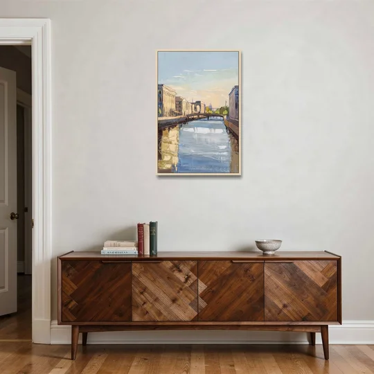 Providence Urban Landscape - Oak Framed Canvas Wall Art - Coffee Table - 24x36
