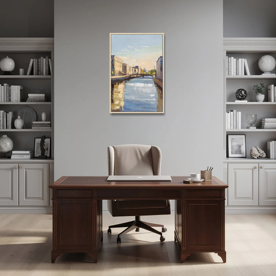 Providence Urban Landscape - Oak Framed Canvas Wall Art - Office - 24x36