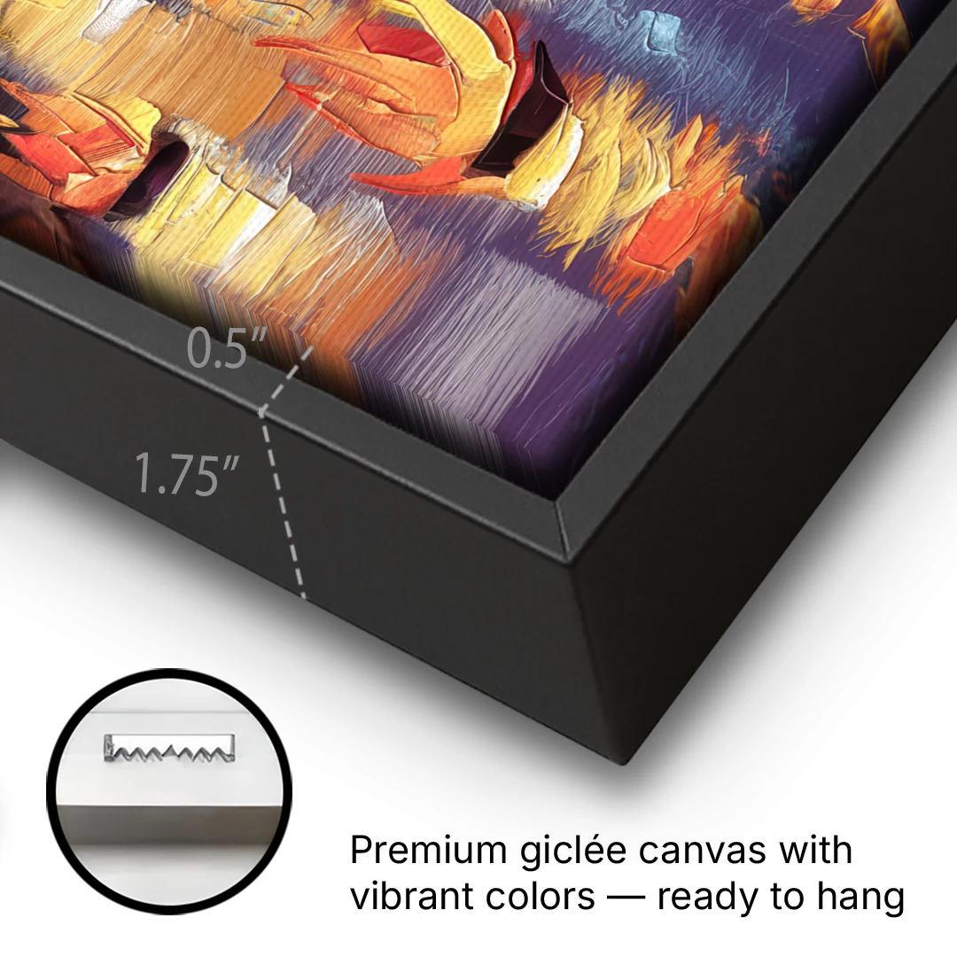 Providence Waterfire Glow - Black Framed Canvas Wall Art - Gallery Wrap Corner