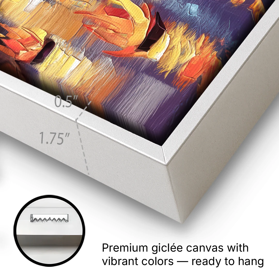 Providence Waterfire Glow - White Framed Canvas Wall Art - Gallery Wrap Corner