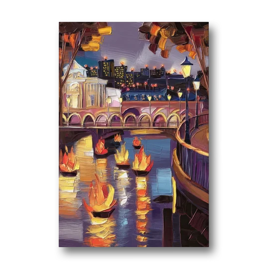 Providence Waterfire Glow - Canvas Wall Art - Front