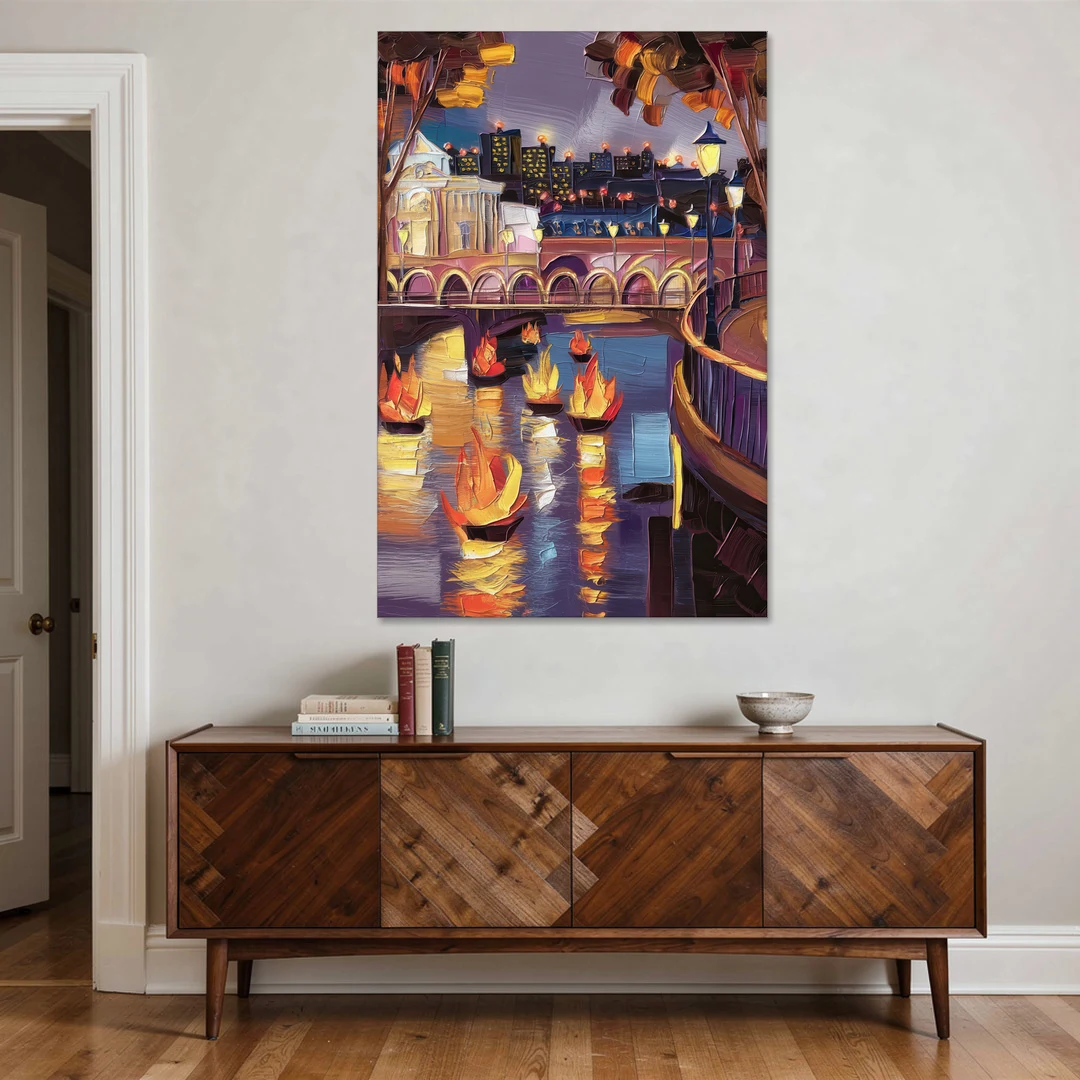 Providence Waterfire Glow - Canvas Wall Art - Coffee Table - 40x60