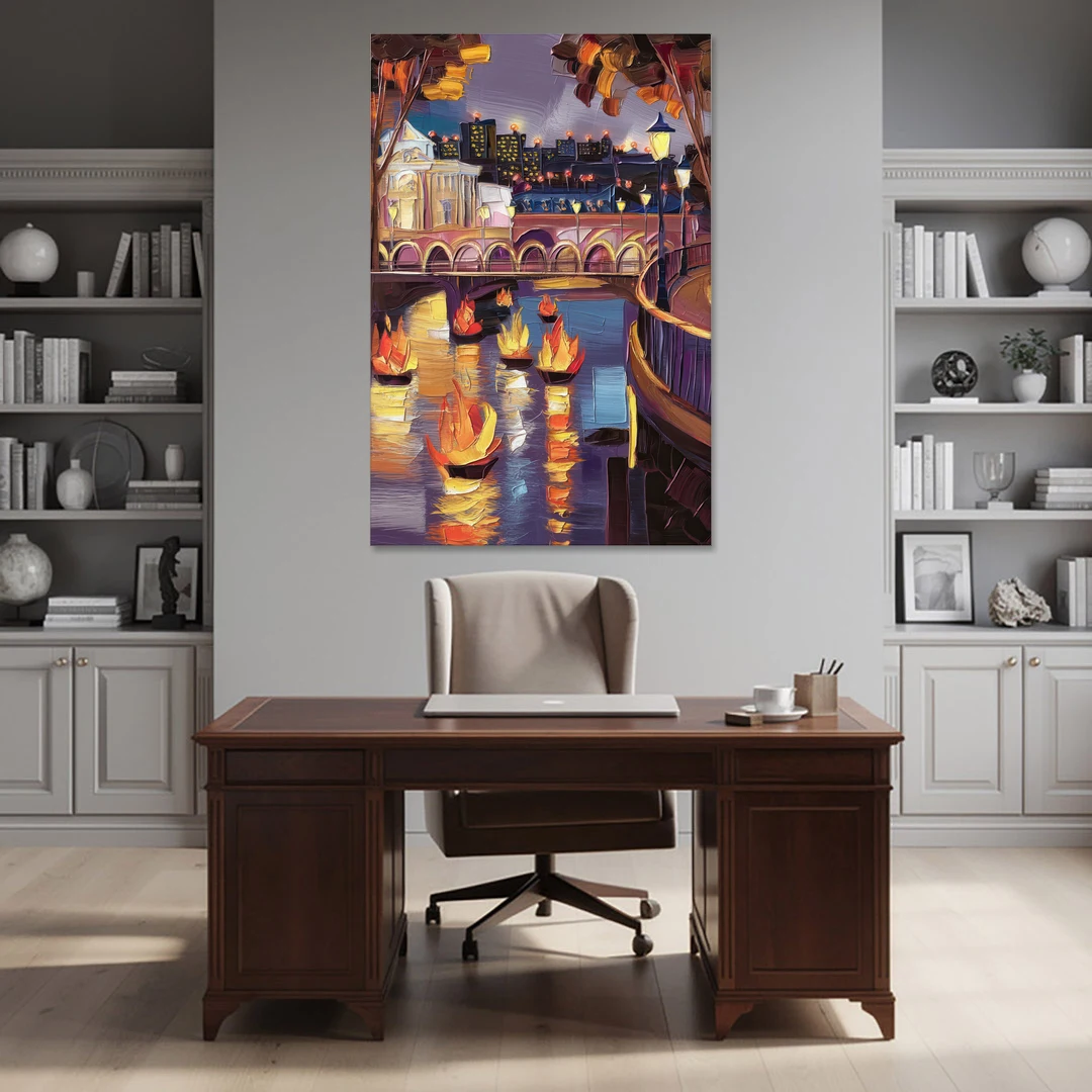 Providence Waterfire Glow - Canvas Wall Art - Office - 40x60