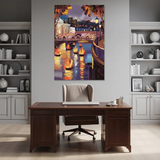 Providence Waterfire Glow - Canvas Wall Art - Office - 40x60