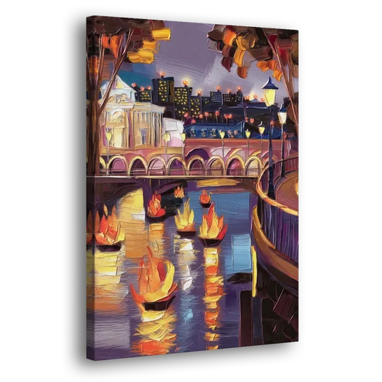 Providence Waterfire Glow - Canvas Wall Art - Side