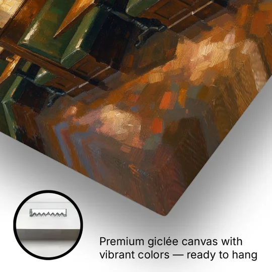 Pub Decor Green Leather Booths Under Brass Lamps - Canvas Wall Art - Gallery Wrap Corner