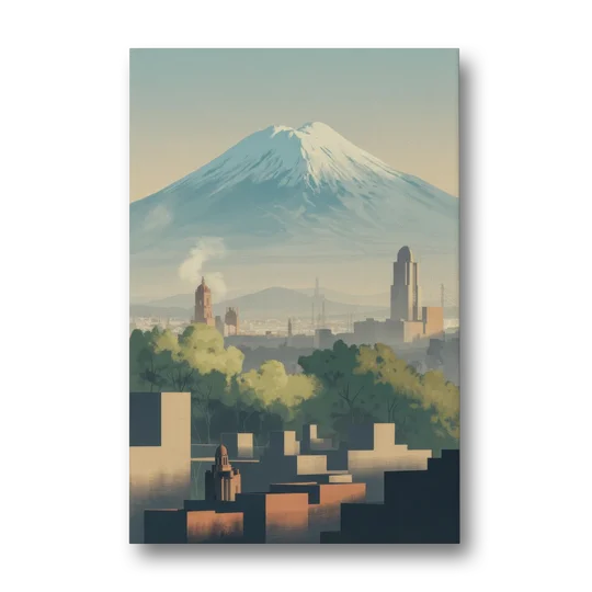 Puebla Volcano Skyline - Canvas Wall Art - Front
