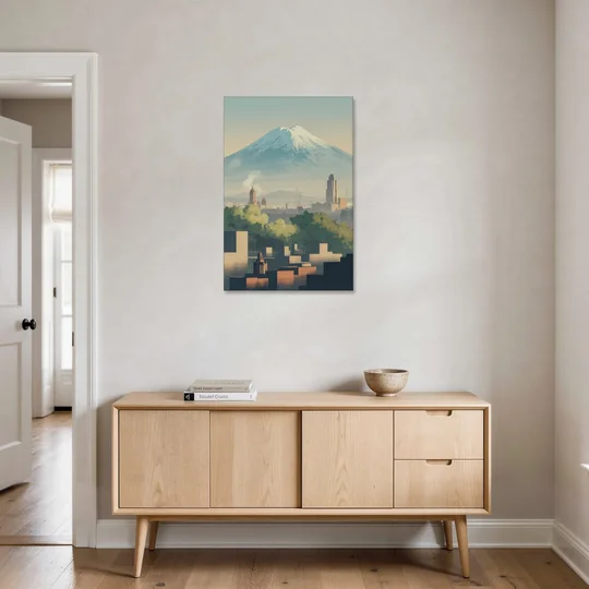 Puebla Volcano Skyline - Canvas Wall Art - Coffee Table - 24x36